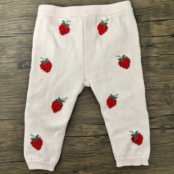 Janie and Jack Baby Girls Pants Strawberry Print Pink Knit Size‎ 12 18 Months - Picture 3 of 3